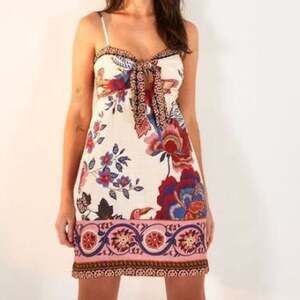 Farm Rio Brazil Line Floral Cut-Out Tie-Front Mini Dress - S